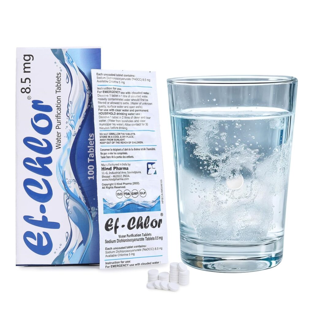 Water purification tablets for hiking